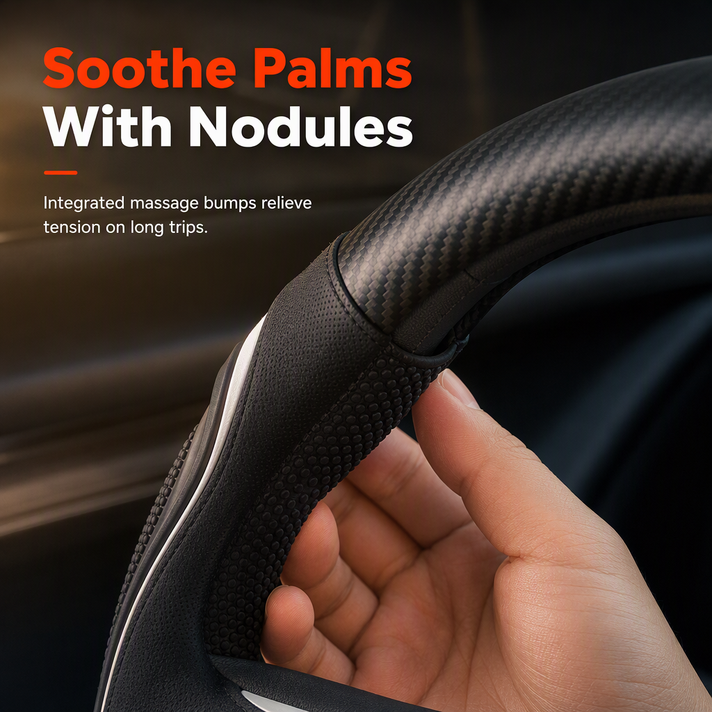 🔥Universal Carbon Fibre Steering Wheel Cover – Anti-Slip Breathable Grip & Napa-Style Finish, Refresh Your Daily Drive ✨