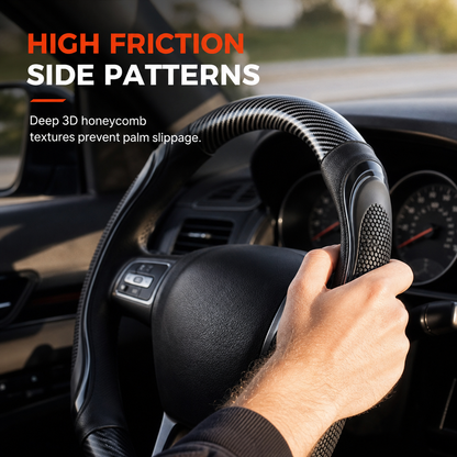 🔥Universal Carbon Fibre Steering Wheel Cover – Anti-Slip Breathable Grip & Napa-Style Finish, Refresh Your Daily Drive ✨