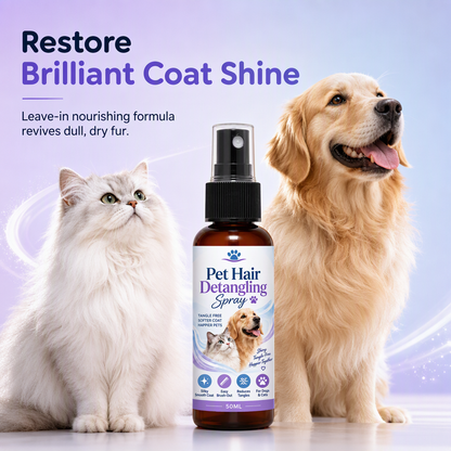 Pet Detangling & Smoothing Spray – loosens tangles, reduces brushing friction, leaves coat smooth & cared for. Easy everyday grooming! 🛡️💚