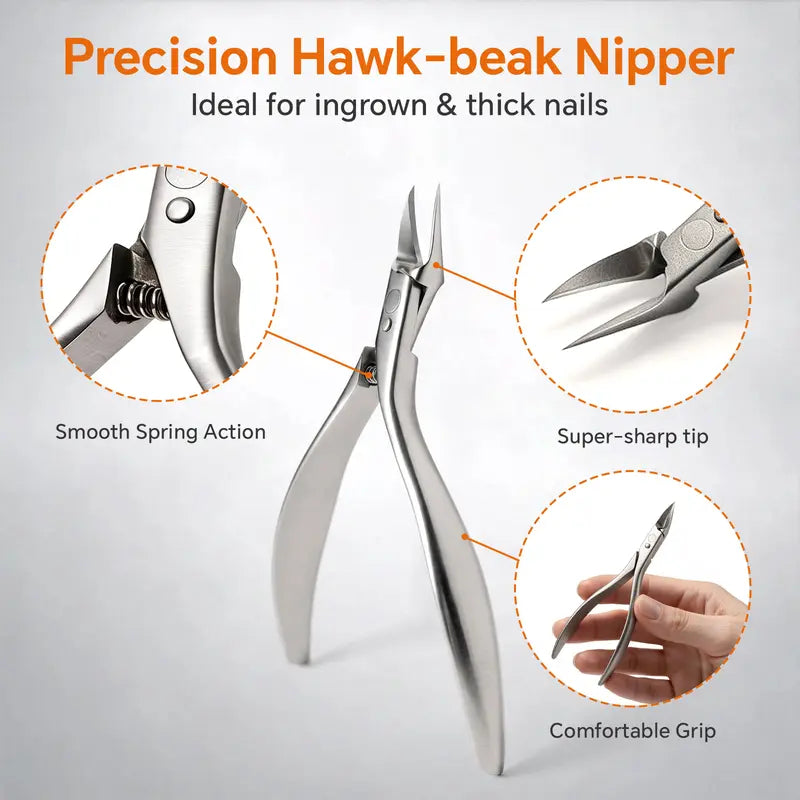 ⏰Stainless Steel Ingrown Toenail Clipper and Dead Skin Nipper 2 Piece Manicure Set