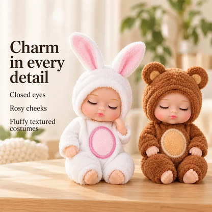 🍼 Mini Baby Dolls in Animal Outfits: 6 Styles, Sleeping Design, Portable, Gift-Ready