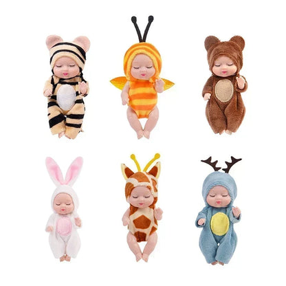 🍼 Mini Baby Dolls in Animal Outfits: 6 Styles, Sleeping Design, Portable, Gift-Ready