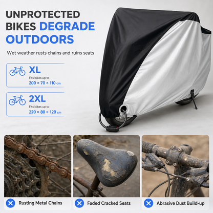 All-Weather Waterproof Bicycle Cover – Heavy-Duty Windproof Outdoor Bike Protection, Single & Double Bike Sizes