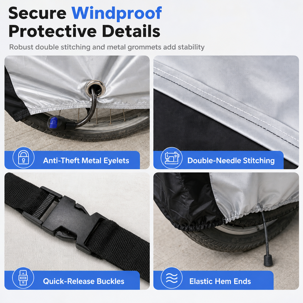 All-Weather Waterproof Bicycle Cover – Heavy-Duty Windproof Outdoor Bike Protection, Single & Double Bike Sizes