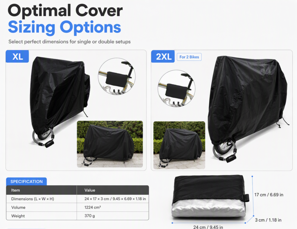 All-Weather Waterproof Bicycle Cover – Heavy-Duty Windproof Outdoor Bike Protection, Single & Double Bike Sizes