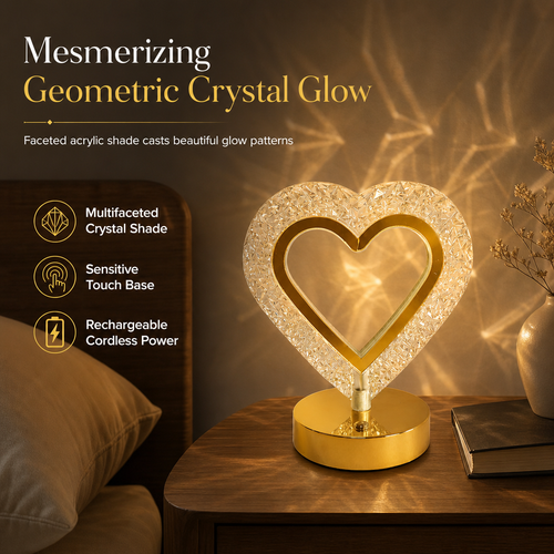 📢50% OFF !! ⏰Geometric Crystal Night Light❣️Touch Control, 3 Colors, USB Rechargeable, Bedroom Glow🌟