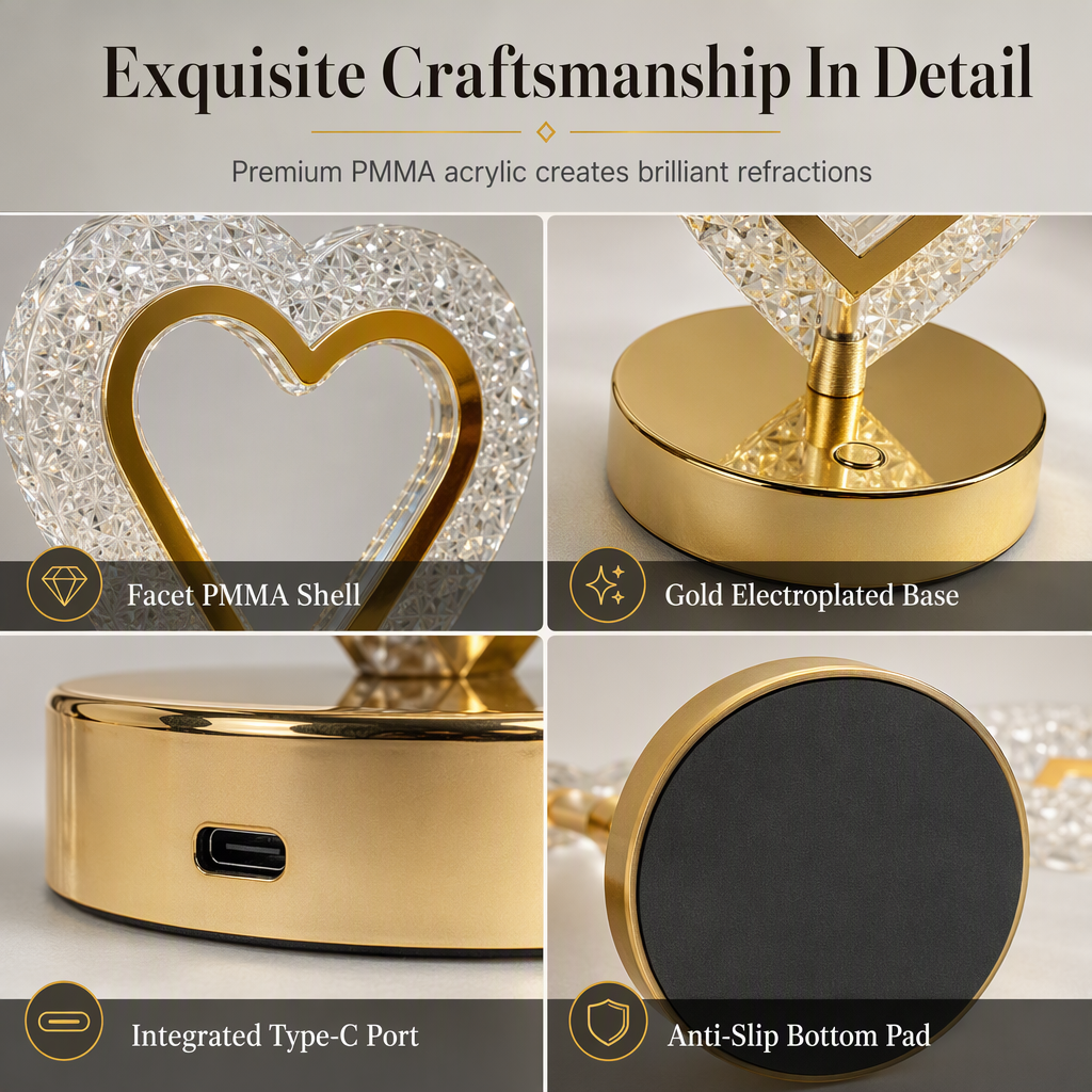 📢50% OFF !! ⏰Geometric Crystal Night Light❣️Touch Control, 3 Colors, USB Rechargeable, Bedroom Glow🌟