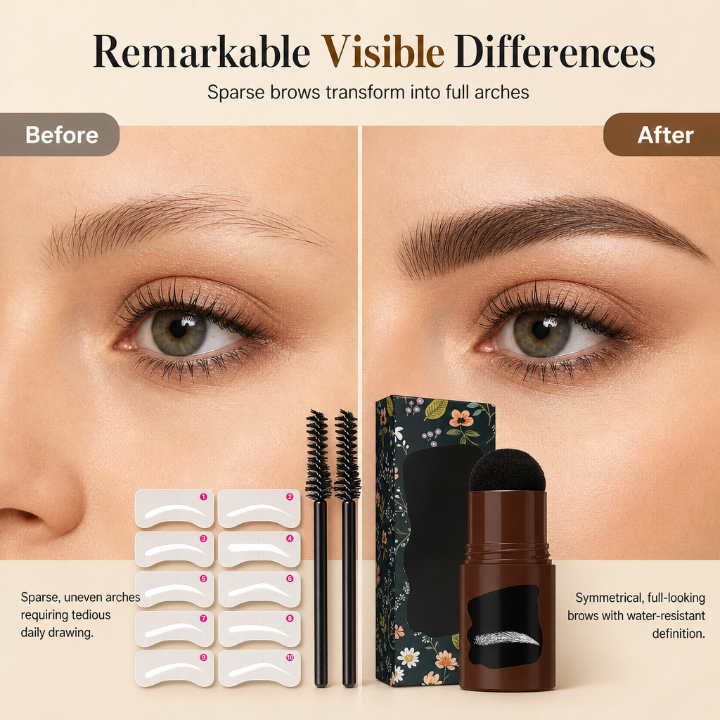 Eyebrow Stamp Kit with Natural-Looking Brow Powder