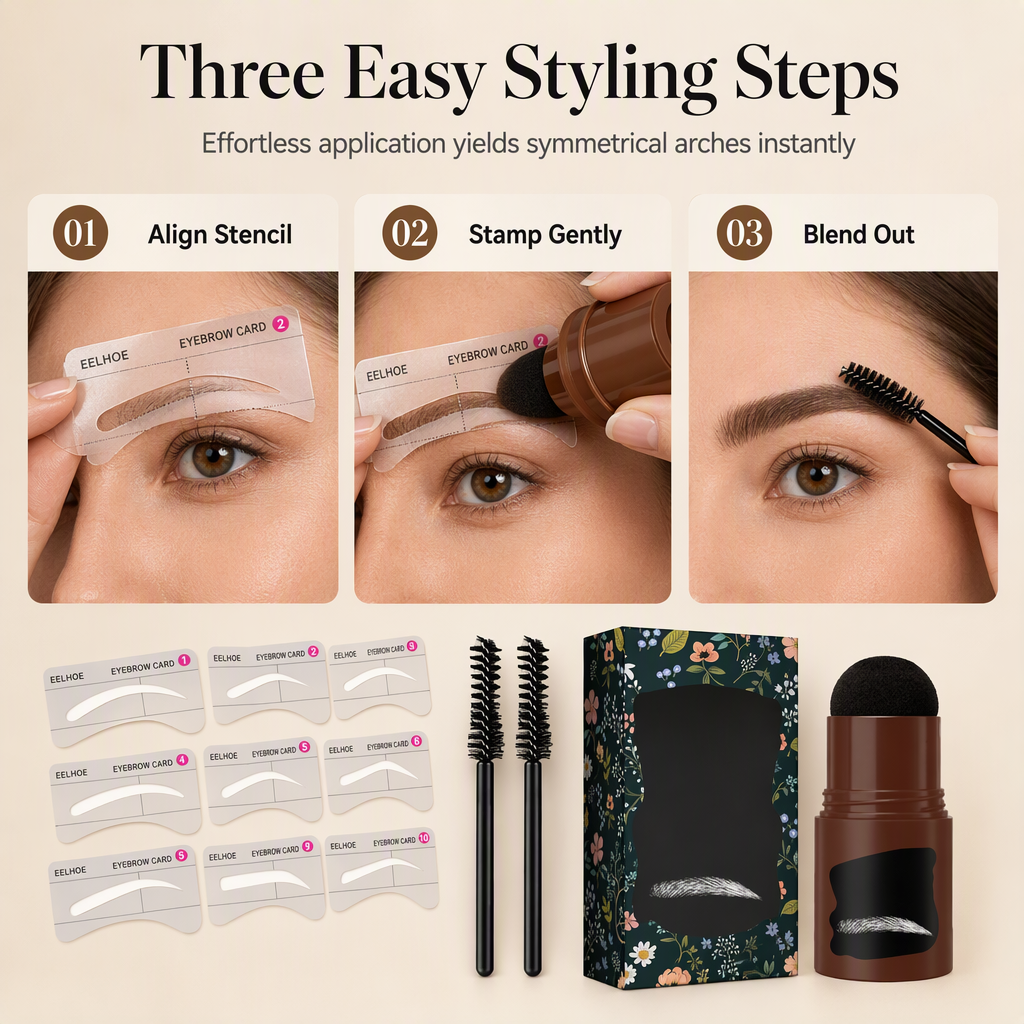 Eyebrow Stamp Kit with Natural-Looking Brow Powder