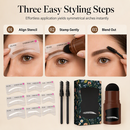 Eyebrow Stamp Kit with Natural-Looking Brow Powder