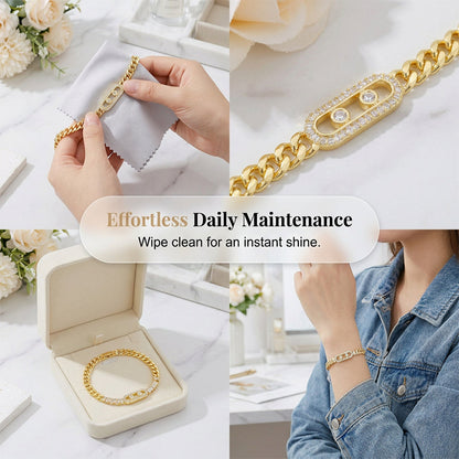 🎁New Arrivals 50% OFF💥Women's Gold-Tone Cubic Zirconia Chain Bracelet