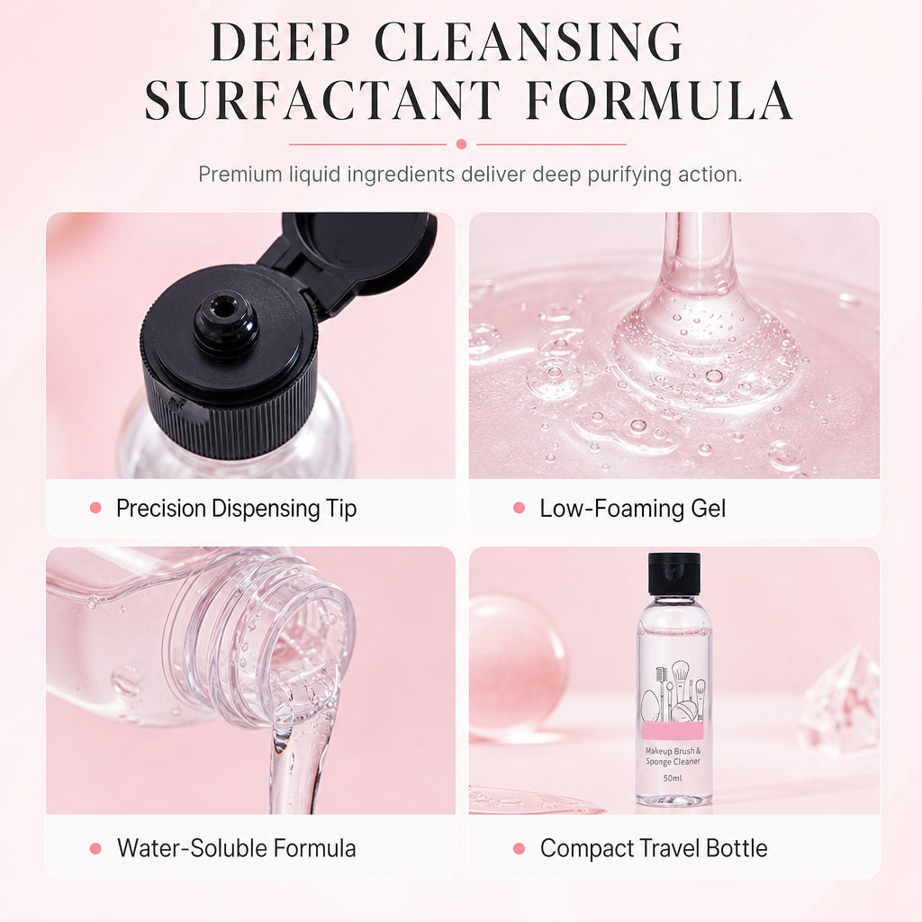 50ml Makeup Brush and Sponge Cleanser Liquid Powder Puff Cleaning Water for Cosmetic Sponges and Cushion Puffs