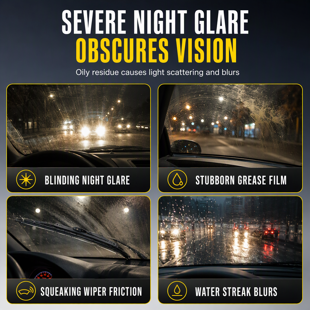 🚗Car Glass Oil Film Remover Spray💦Powerful Windshield Decontamination and Bug Residue Cleaner for Clear Driving Vision