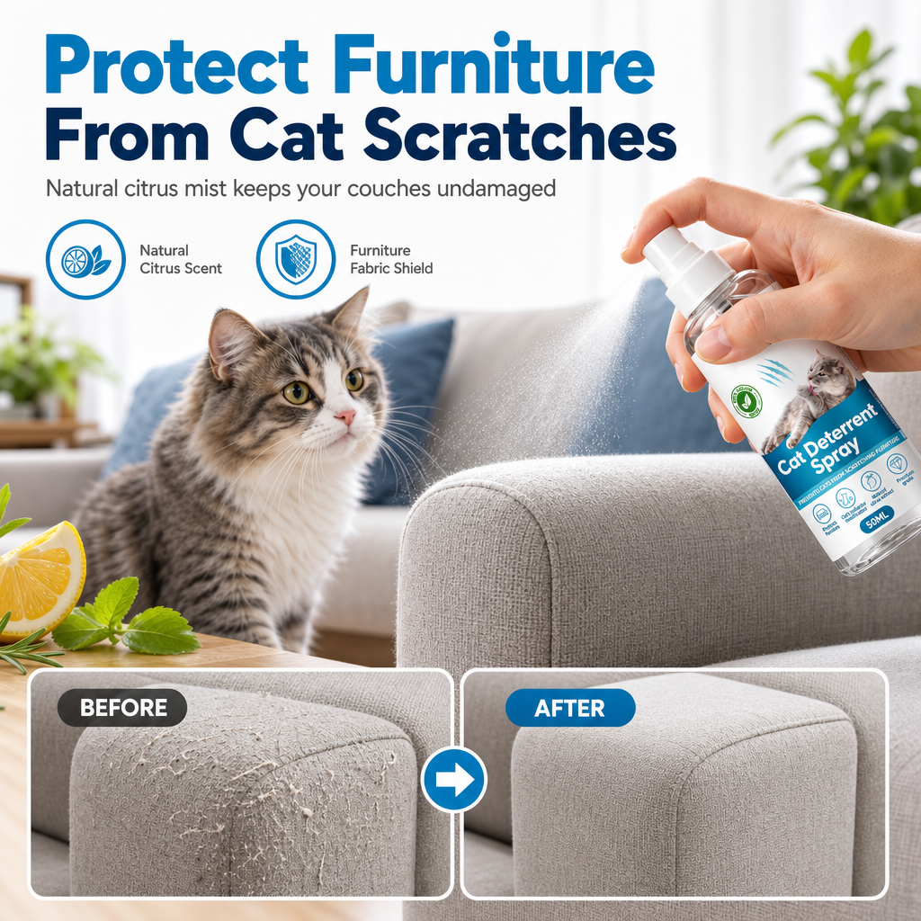 🐱🚫 Cat Scratch Deterrent Spray — Safe, Non-Toxic & Pet-Friendly 🌿