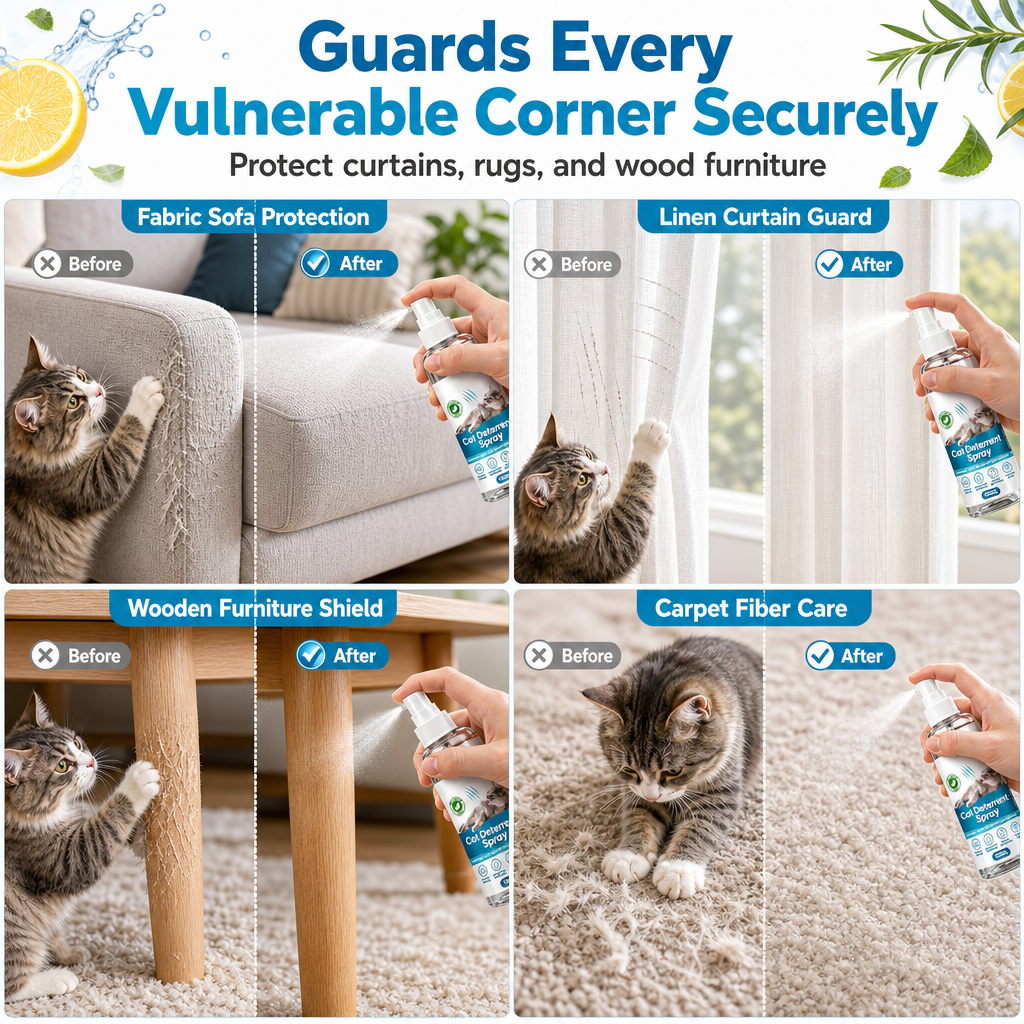 🐱🚫 Cat Scratch Deterrent Spray — Safe, Non-Toxic & Pet-Friendly 🌿