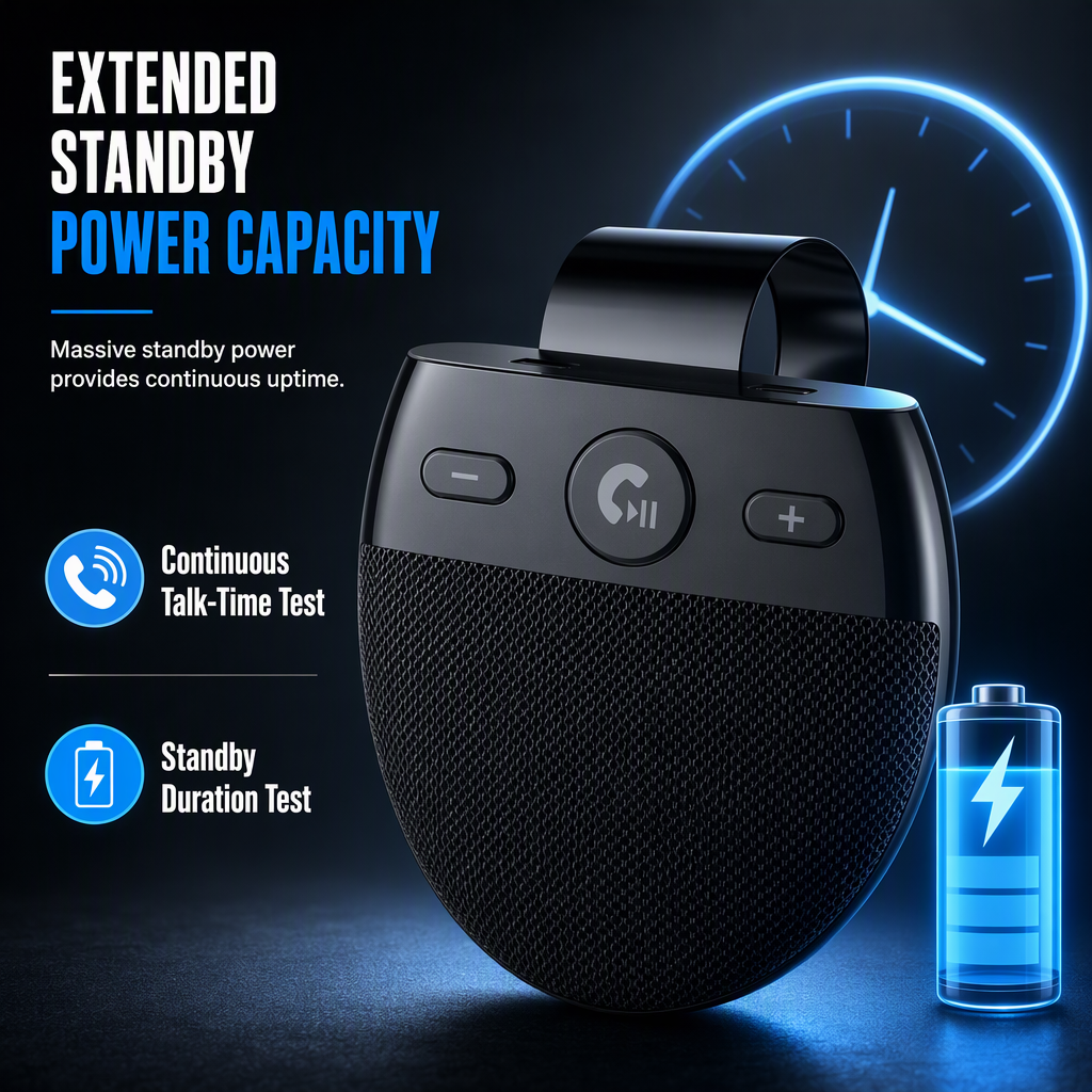 🚗SP11 Car Sun Visor Bluetooth Hands Free Speakerphone with Vibration Activated Auto Power On A2DP Support and Caller ID Voice Prompt