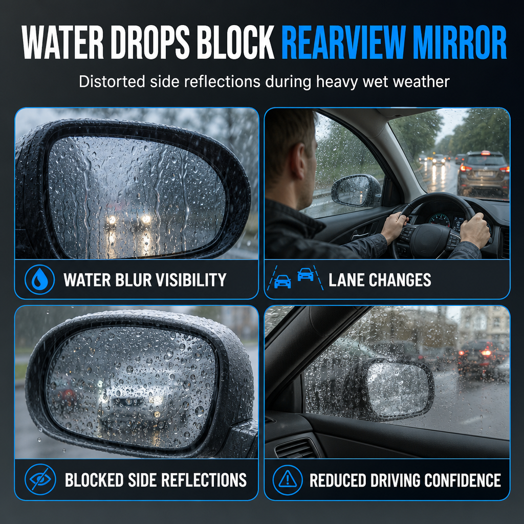 🚗50% OFF NOW! Adjustable Blind Spot Mirrors with Rain Visor, Carbon Fiber Rearview Mirror Rain Guard, Wide Angle Convex Mirror for Car Side Mirror, Improve Driving Safety in Rainy Days