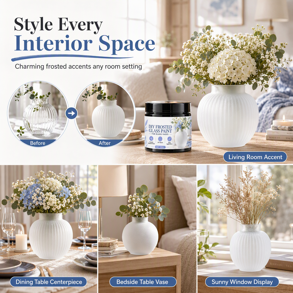Glass Vase DIY Frosted Paint