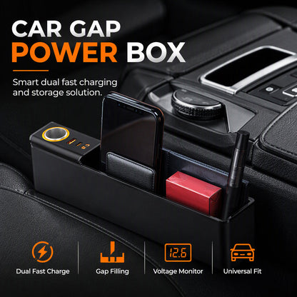 Multifunctional Car Seat Gap Organizer Box with USB Charging Ports