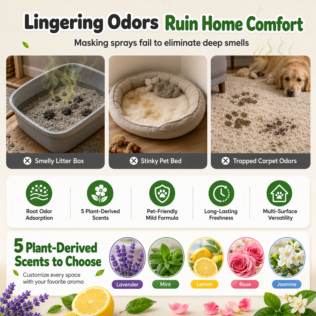 ⏰Cat Litter Deodorizing Granules – Easy Sprinkle-On Odor Control in Five Fresh Scents 🌿🏠