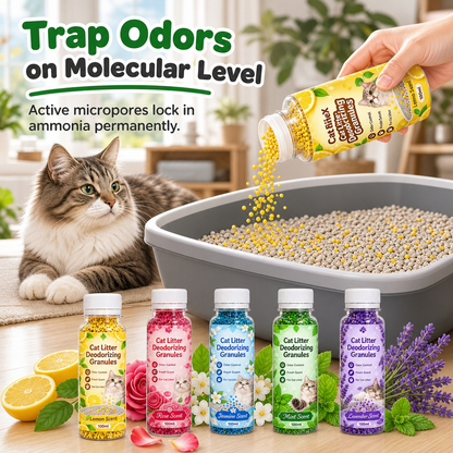 ⏰Cat Litter Deodorizing Granules – Easy Sprinkle-On Odor Control in Five Fresh Scents 🌿🏠