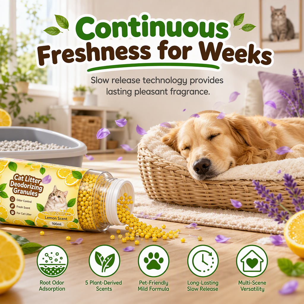 ⏰Cat Litter Deodorizing Granules – Easy Sprinkle-On Odor Control in Five Fresh Scents 🌿🏠
