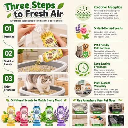 ⏰Cat Litter Deodorizing Granules – Easy Sprinkle-On Odor Control in Five Fresh Scents 🌿🏠
