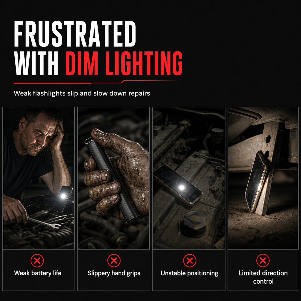 Rechargeable LED Work Light – Magnetic Mount & Rotating Hook for Hands-Free Car Repairs 💡🔧