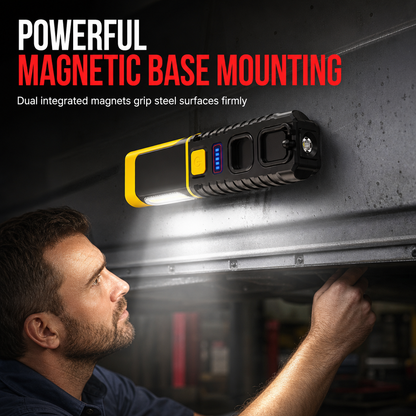 Rechargeable LED Work Light – Magnetic Mount & Rotating Hook for Hands-Free Car Repairs 💡🔧