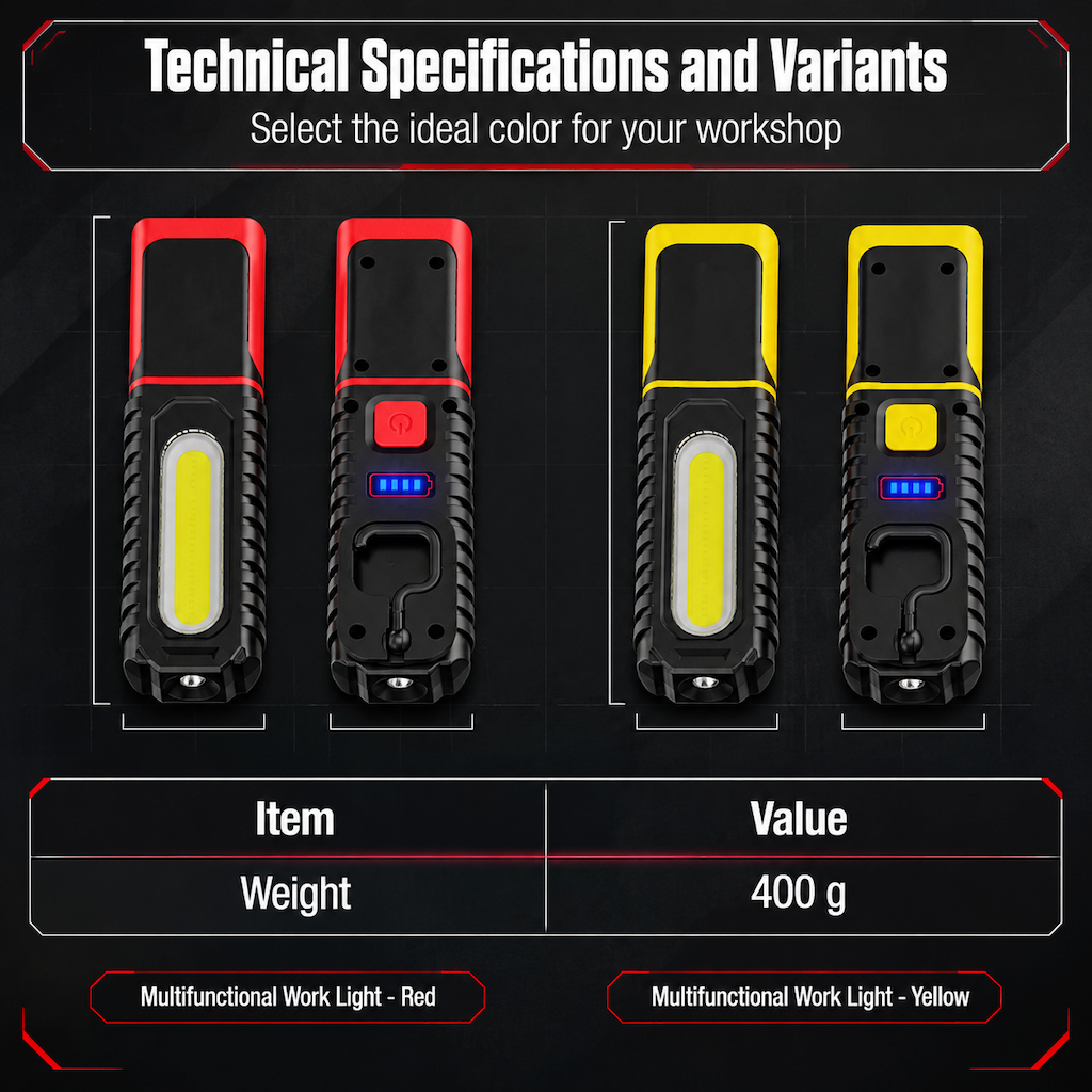 Rechargeable LED Work Light – Magnetic Mount & Rotating Hook for Hands-Free Car Repairs 💡🔧