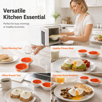 Innovative Microwave Double Egg Poacher with Lid