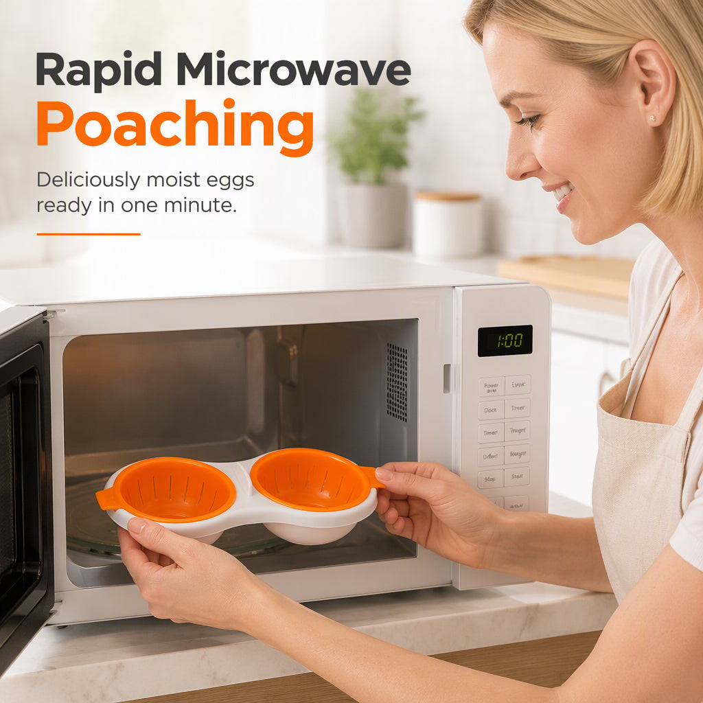 Innovative Microwave Double Egg Poacher with Lid