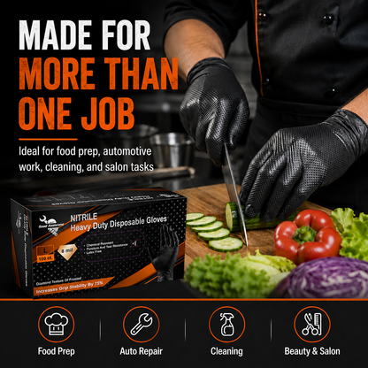 🧤🛡️Diamond-Textured 8Mil Nitrile Gloves – Heavy-Duty Grip, Food-Safe, 100Pcs