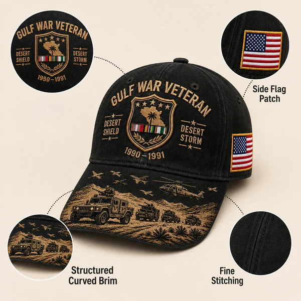 🏆Last Day Promo: 50% OFF! 🏜️ Desert Storm Veteran Commemorative Cap – Gulf War Desert Shield Veteran Hat
