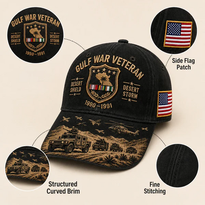 🏆Last Day Promo: 50% OFF! 🏜️ Desert Storm Veteran Commemorative Cap – Gulf War Desert Shield Veteran Hat