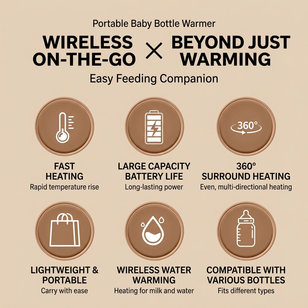 🍼✨ Wireless Rechargeable Baby Bottle Warmer | Portable Outdoor Heated Sleeve