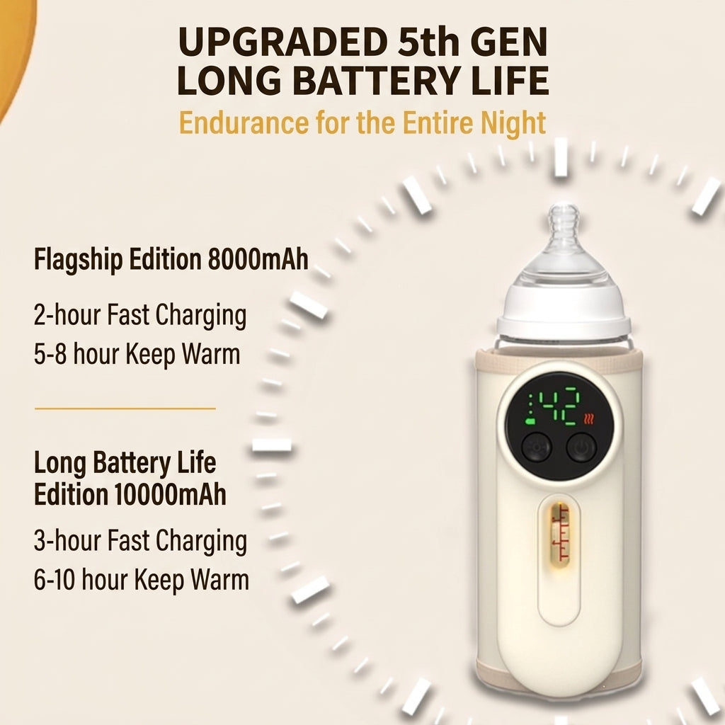 🍼✨ Wireless Rechargeable Baby Bottle Warmer | Portable Outdoor Heated Sleeve