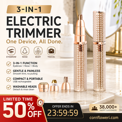 ⏰Portable Electric Eyebrow Trimmer – Interchangeable Heads 🪒