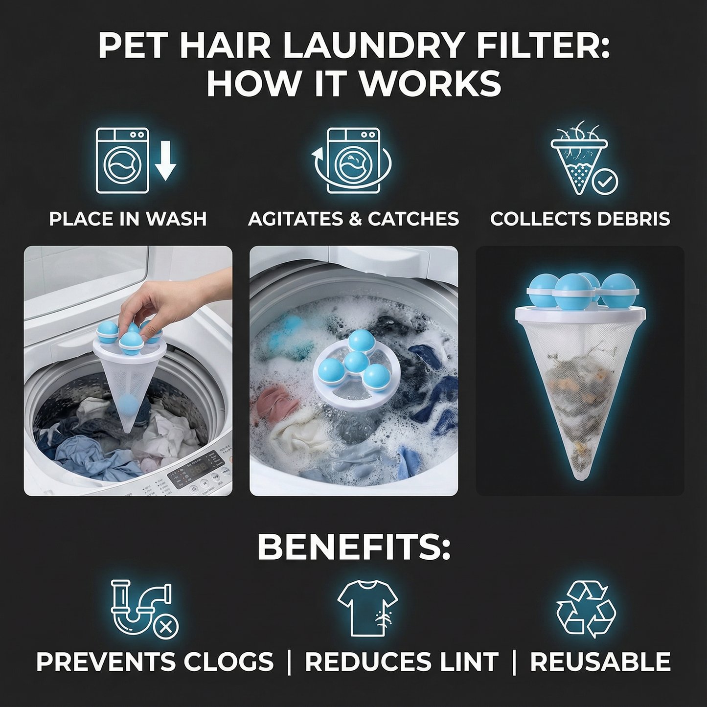 🧺 BUY 1 GET 1 FREE! 🧼Washing Machine Filter Bag